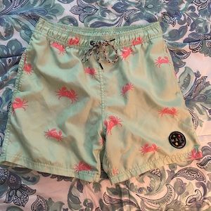 Crab Print Swim Trunks
